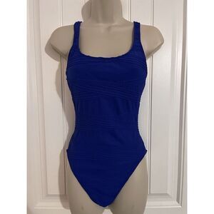 Vintage Sessa Women's‎ Blue Textured One Piece Swimsuit Size 14 USA